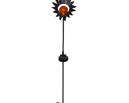 LED Solar Skeer "Sun" 93,5 cm, voor buiten, metaal en glazen aarde spies in het zwart, met geïntegreerde LED