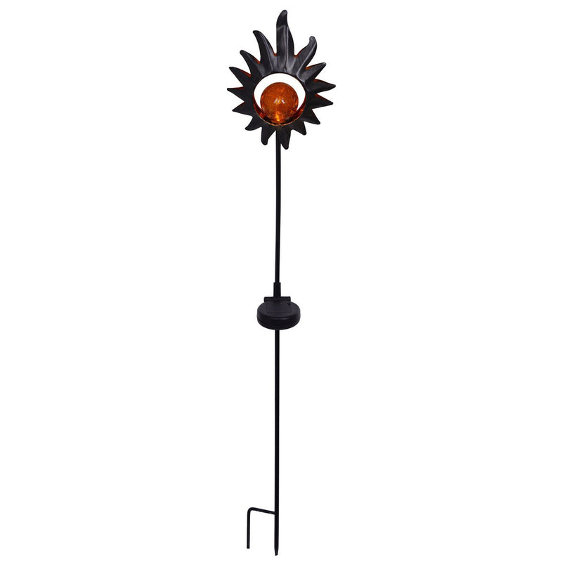 LED Solar Skeer "Sun" 93,5 cm, voor buiten, metaal en glazen aarde spies in het zwart, met geïntegreerde LED
