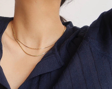 Slanke ketting met visgraatmotief - Vierkant
