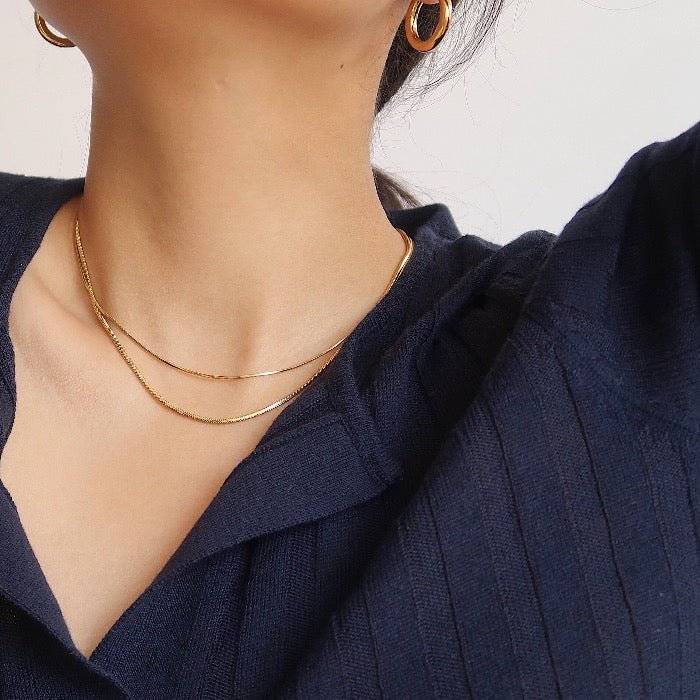 Slanke ketting met visgraatmotief - Vierkant