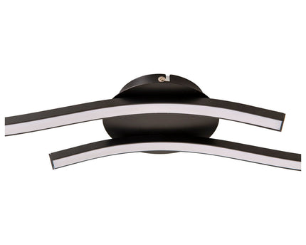 LED-wand/plafondlamp "Onda", plafondlamp gemaakt van metaal en plastic in zwart, met stevig ingebouwde LED's, verlichting voor woonkamer, eetkamer of kantoor 65 cm lang