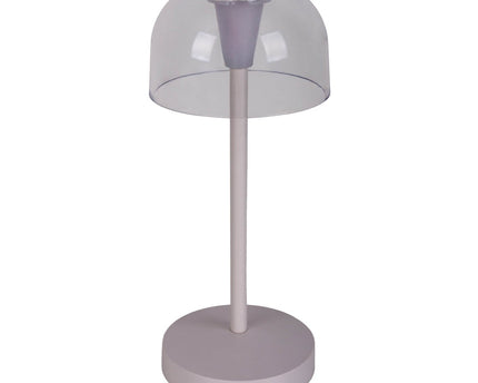 2 Set LED Battery Table Light "Gomba" voor buiten en binnen, gemaakt van metaal en plastic in wit, 18,5 cm hoog