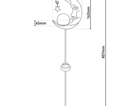 Led Solar Earth Spit "Moon", voor buiten, metaal en glazen aarde spies in zilver, met geïntegreerde LED