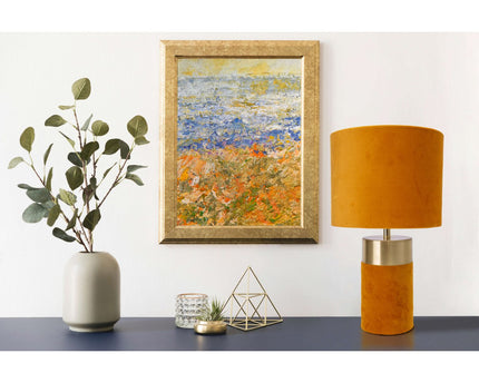 Tafellamp "bordo" 32 cm hoog gemaakt van metaal en velours in goud en bruin, met E14 -versie, lamp voor eetkamer, woonkamer, gang of kantoor