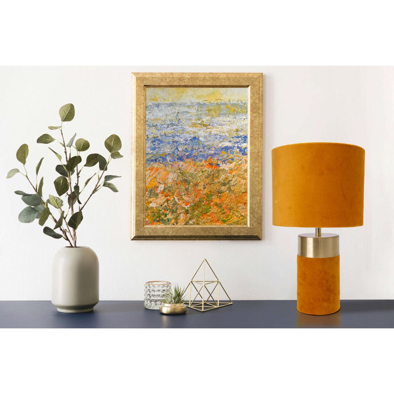Tafellamp "bordo" 32 cm hoog gemaakt van metaal en velours in goud en bruin, met E14 -versie, lamp voor eetkamer, woonkamer, gang of kantoor