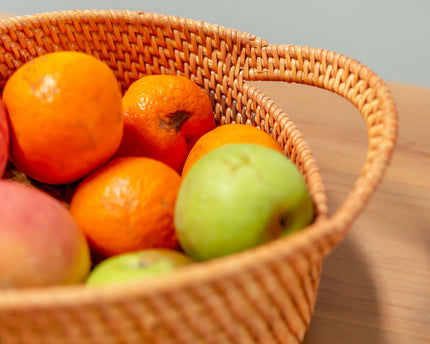 Kleine rotan opbergmand Decoratieve mand SUWARI (2 maten), geweldig als Breasmand of fruitschaal