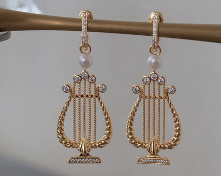 Elegante Griekse harp-geïnspireerde oorbellen
