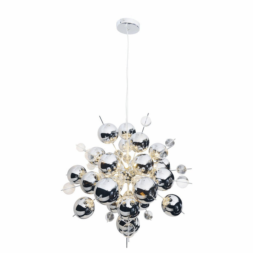 Hanger lamp "explosie" chroom gemaakt van metaal en glas, G9 -versies, hangende lamp voor eetkamer, woonkamer, gang of kantoor, Øca. 65 cm