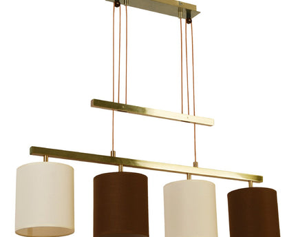4 hanglamp "tilde", klassieke metalen slinger lamp in bruin en beige, met E27 -versies, hanglamphoogte verstelbaar en 86 cm lang, ideaal als eetkamerlicht