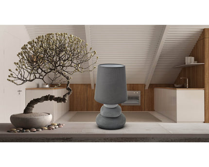 Keramische tafellamp "Stoney", keramische tafellamp in grijs, met E14 -aansluiting, tafellamp voor eetkamer, woonkamer, gang of kantoor, of als bedlamp, 31 cm hoog