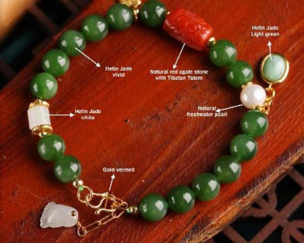 Hetian jade kralen Tibetaanse totemarmband