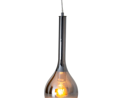 Hanger lamp "vaso", hintlamp gemaakt van metaal en rookglas in antraciet, E27 -aansluiting, voor eetkamer, woonkamer, hal of kantoor, met een Øvon 16 cm