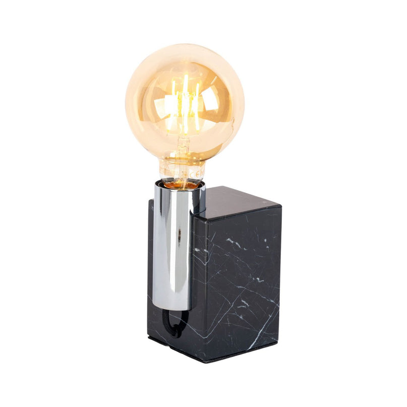 Marmeren lamp "Gemma" 16 cm hoog, gemaakt van marmer en roestvrijstalen metaal, E27-aansluiting, verlichting voor eetkamer, woonkamer, gang of kantoor