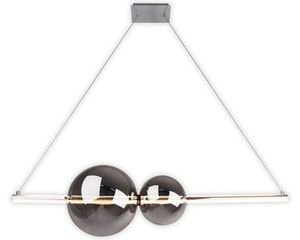 LED hanglamp Chrome "NOVA" gemaakt van chroom -gekleurd metaal, plastic en rookglas, met stevig ingebouwde LED's, ca.