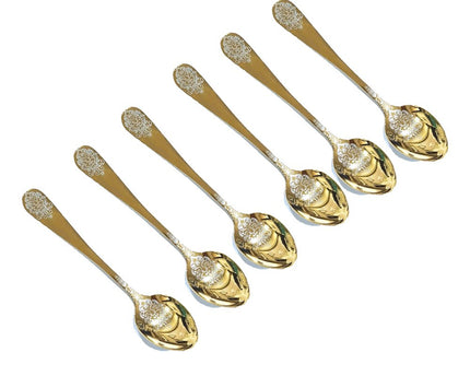 Briljante gouden theelepels Arabesques- batch van 6