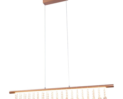 Led hanglamp "nobilis" lengte ongeveer 100 cm, gemaakt van metaal en plastic in goud, met stevig geïnstalleerde LED's, verlichting voor woonkamer, eetkamer of kantoor