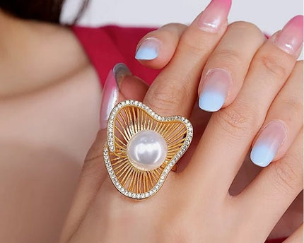 Lotus Design Sparkling Pearl -oorbellen N Ringen
