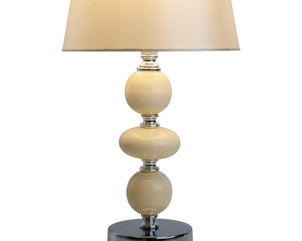 Keramische tafellamp "Araga" 36 cm hoog, tafellamp gemaakt van metaal, keramiek, met tekstbladen, beige, met E14 -aansluiting, verlichting voor eetkamer, woonkamer, gang of kantoor