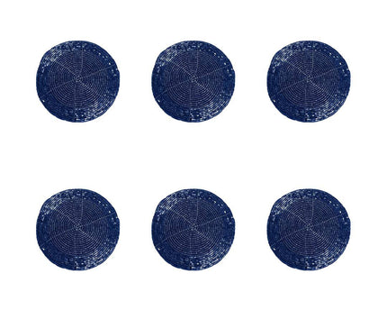 Donkerblauw parelglas hieronder - set van 6