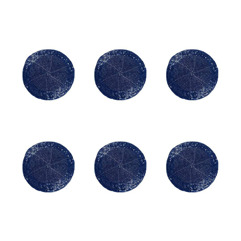 Donkerblauw parelglas hieronder - set van 6