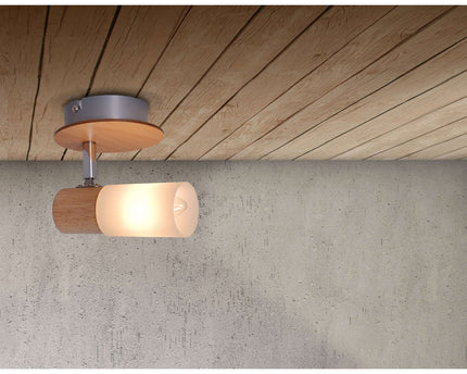 1er Wall-U. Plafondspot "Todtnau", metaal, hout en plastic, E14,