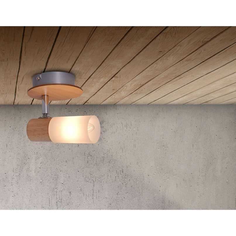1er Wall-U. Plafondspot "Todtnau", metaal, hout en plastic, E14,