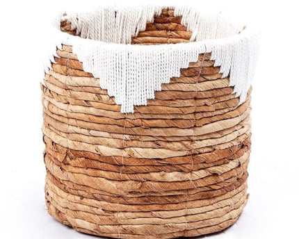 Kleine zeegrasmand MENIK | Plantenmand | Geweven Boho-mand | Plantenbak | Ronde bloemenmand | Macramé mand