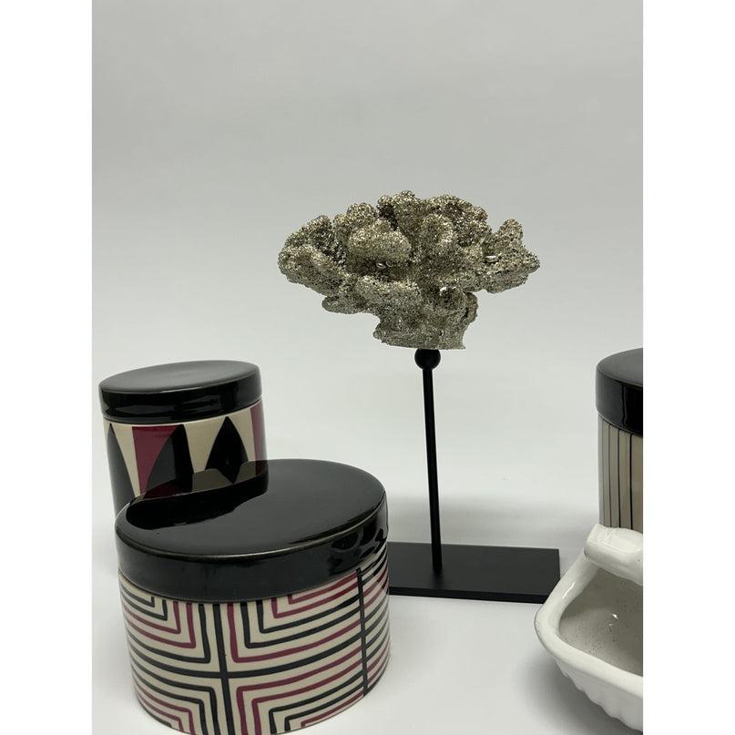 Coral collectie met metalen standaard ( champagnekleur)