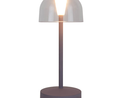 2-ex-ingestelde LED-batterijtafel Licht "Gomba" voor buiten en binnen, gemaakt van metaal en plastic in bramen, 18,5 cm hoog