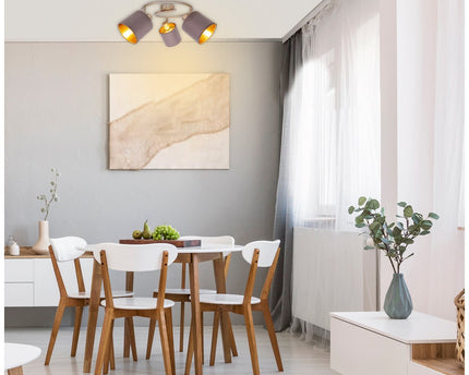 3-zits muur en plafond Rondel "Maron" gemaakt van metalen satine-meter met stof paraplu's in bruin, met E14-aansluiting, lamp voor woonkamer, eetkamer, gang en kantoor, 28,5 cm diameter