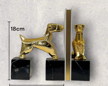 Modernist Art Deco Chrome Terrier Statues  Puppy Bookends (Set of 2)