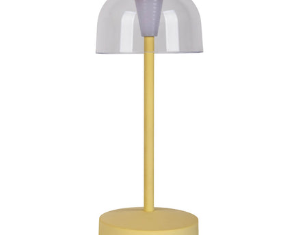 2-ex-ingestelde LED-batterijtafellamp "Gomba" voor buiten en binnen, gemaakt van metaal en plastic in geel, 18,5 cm hoog