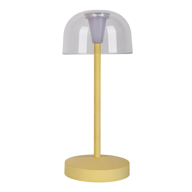 2-ex-ingestelde LED-batterijtafellamp "Gomba" voor buiten en binnen, gemaakt van metaal en plastic in geel, 18,5 cm hoog
