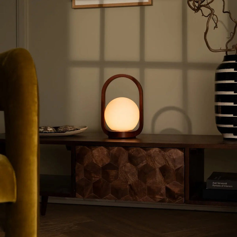 Skye kastanjebruine houten draadloze lamp | Oplaadbaar en dimbaar