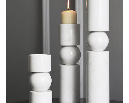 KANDELAAR | MARBLE | WHITE S H19.5cm*W8cm D 8cm