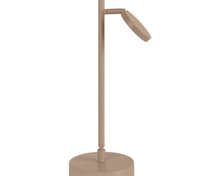 LED Draadloos tafellicht "Lupa", 45 cm hoog, gemaakt van gelakte aluminium (matte amandelen, pantone 481 c) en wit plastic, LED geïntegreerde, dimbare, aanraaksensor.