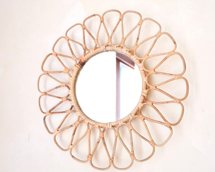 Kleine rotan spiegel 38 cm handgemaakte Boho wandspiegel DAAU wanddecoratie ronde spiegel decoratieve spiegel