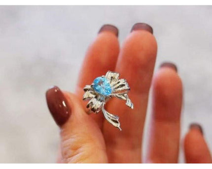 Princess Style Blue Topaz -ringen - verstelbaar
