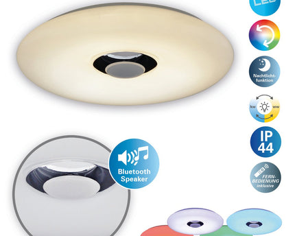 LED -plafondlicht "Nashville" Ø 40 cm, vele functies, gemaakt van metaal en plastic, wit, met geïntegreerde LED's, verlichting voor woonkamers, gang of kantoor