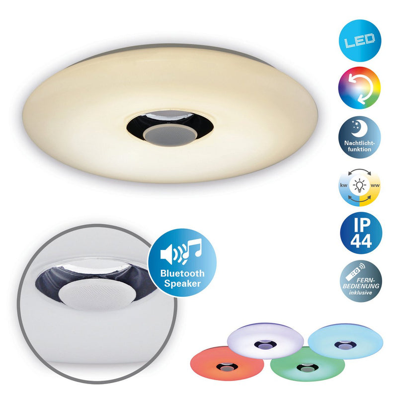 LED -plafondlicht "Nashville" Ø 40 cm, vele functies, gemaakt van metaal en plastic, wit, met geïntegreerde LED's, verlichting voor woonkamers, gang of kantoor