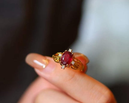 Echte Ruby Solitaire Ring-verstelbaar
