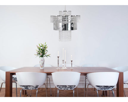 Acryl hanger lamp "fancy" van moderne kroonluchters gemaakt van metaal en plastic in chroom, met E27 -versie en een Øvon 32 cm