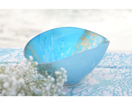 Blauwe en gouden ovaal gesneden 26.5x14.3x11.5 cm