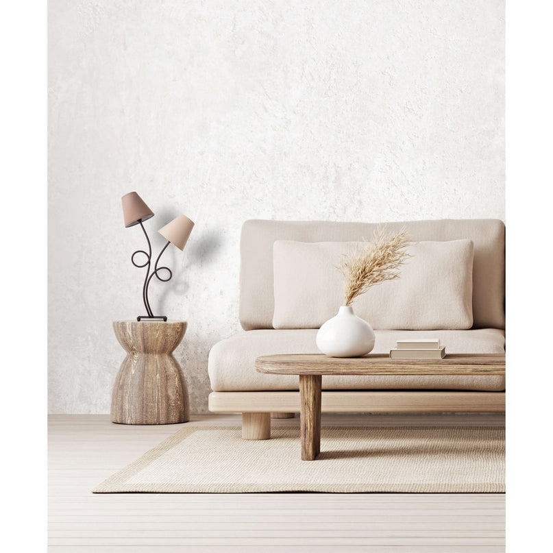 Tafellamp, 2-flame "boho" ", tafellamp bruin/beige, met E14-aansluiting, voor eetkamer, woonkamer, gang of kantoor, 65 cm hoog