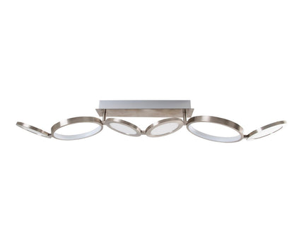 LED-plafondlamp "Stelari" lengte 100 cm gemaakt van metaal in stalen blank en wit plastic, met stevig ingebouwde LED's, plafondlamp voor woonkamers of kantoor