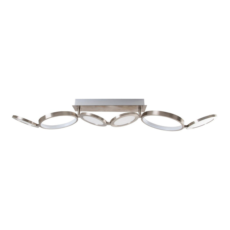 LED-plafondlamp "Stelari" lengte 100 cm gemaakt van metaal in stalen blank en wit plastic, met stevig ingebouwde LED's, plafondlamp voor woonkamers of kantoor