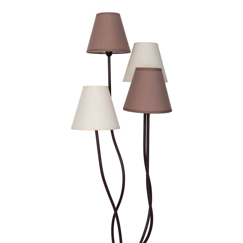Textiel staande lamp 4-flame "boho", vloerlamp in beige/bruin, met E14-aansluiting, voor eetkamer, woonkamer, gang of kantoor, 138 cm hoog