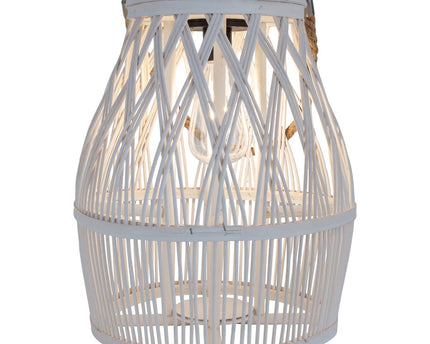 Led Solar Decolor "Korbinian" voor de tuin en het terras gemaakt van hout en rattan in de natuur, zonnelamp 34 cm hoog