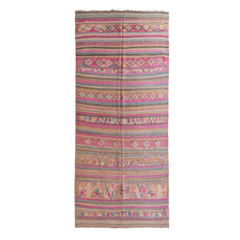 Zuiver wollen Marokkaans Kelim Berber tapijt 155 x 363 cm
