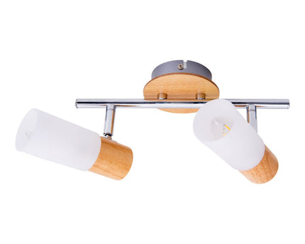 2 Wandplafondspot "Todtnau", metaal, hout en plastic, E14, 39 cm lang